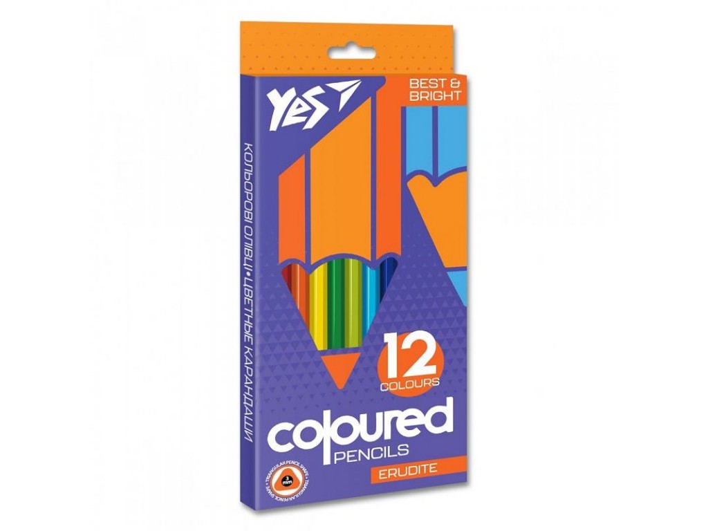 Карандаши цветные YES 12 цв. "Erudite"